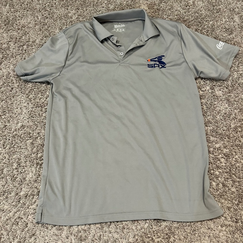 Mens White Sox Coca Cola Golf Polo‎ Shirt Short Sleeve Gray Size M